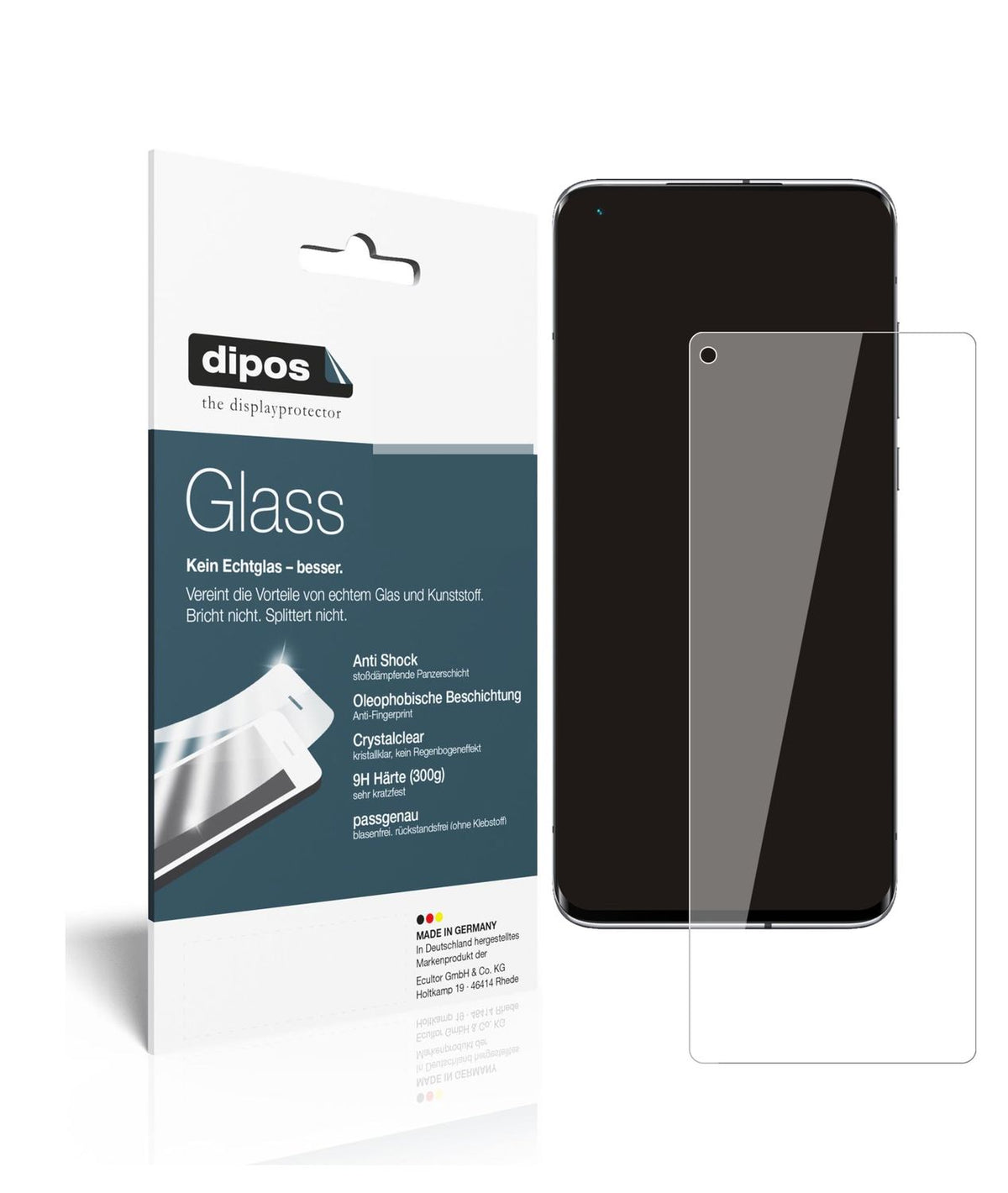 Klare Displayschutzfolie von dipos passend für Xiaomi Mi 10 Ultra, 9H kratzfest und blasenfrei montiert