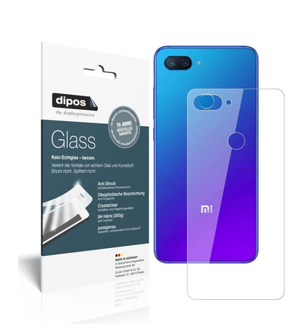 Klare Displayschutzfolie von dipos passend für Xiaomi Mi 8 Lite Rückseite, 9H kratzfest und blasenfrei montiert