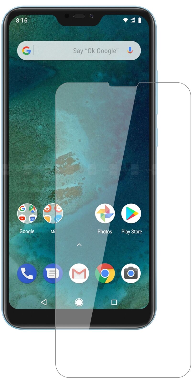 Klare Displayschutzfolie von dipos passend für Xiaomi Mi A2 Lite, 9H kratzfest und blasenfrei montiert