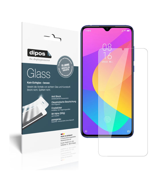 Klare Displayschutzfolie von dipos passend für Xiaomi Mi 9 Lite, 9H kratzfest und blasenfrei montiert