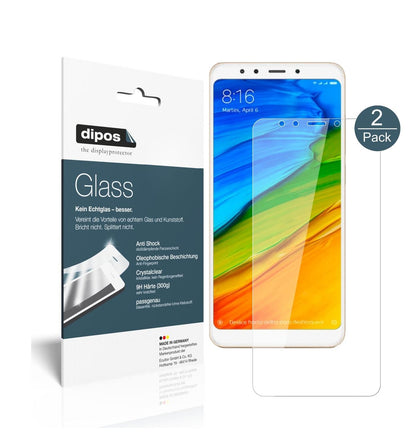 Klare Displayschutzfolie von dipos passend für Xiaomi Redmi 5 Plus, 9H kratzfest und blasenfrei montiert