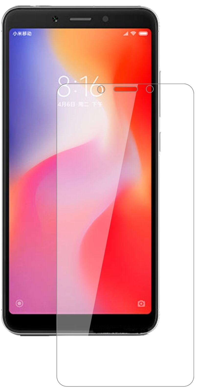 Klare Displayschutzfolie von dipos passend für Xiaomi Redmi 6, 9H kratzfest und blasenfrei montiert