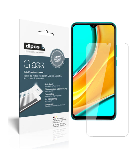 Klare Displayschutzfolie von dipos passend für Xiaomi Redmi 9, 9H kratzfest und blasenfrei montiert