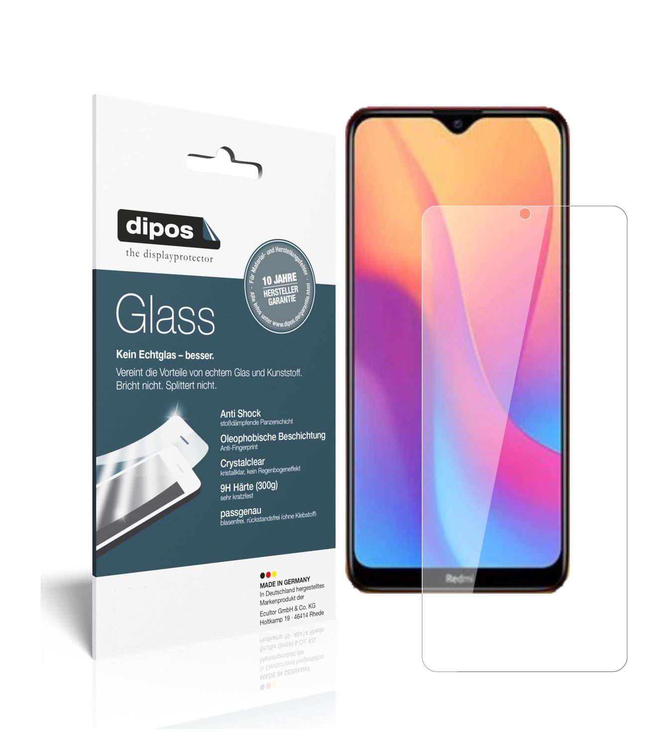 Klare Displayschutzfolie von dipos passend für Xiaomi Redmi 9C, 9H kratzfest und blasenfrei montiert