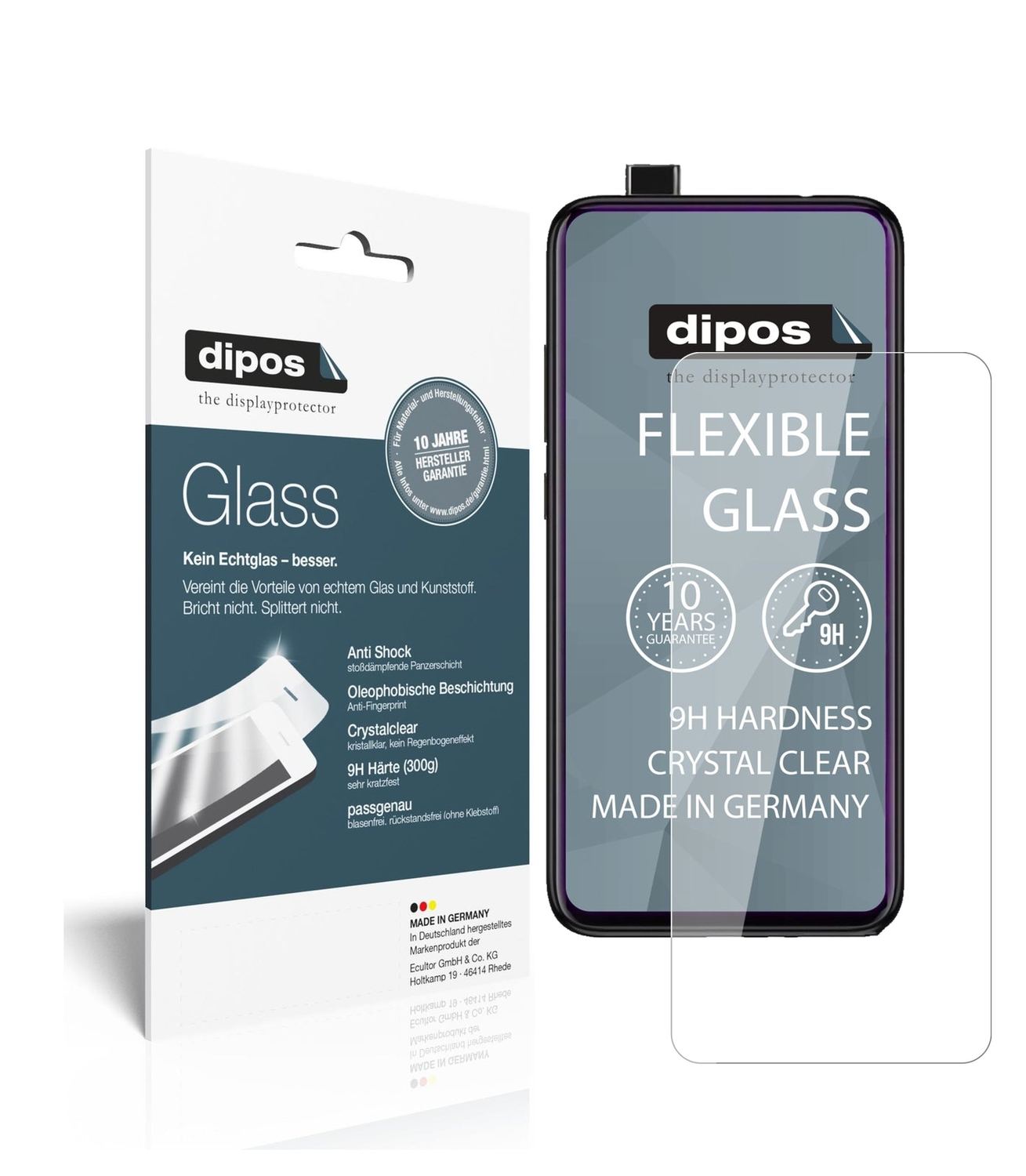 Klare Displayschutzfolie von dipos passend für Xiaomi Redmi K20, 9H kratzfest und blasenfrei montiert