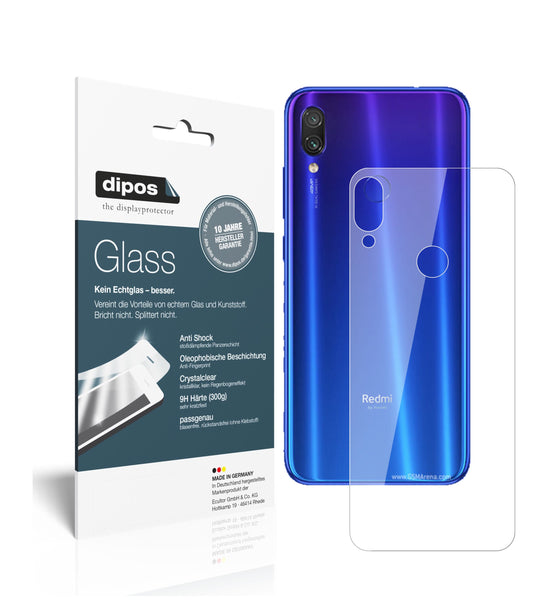 Klare Displayschutzfolie von dipos passend für Xiaomi Redmi Note 7S Rückseite, 9H kratzfest und blasenfrei montiert