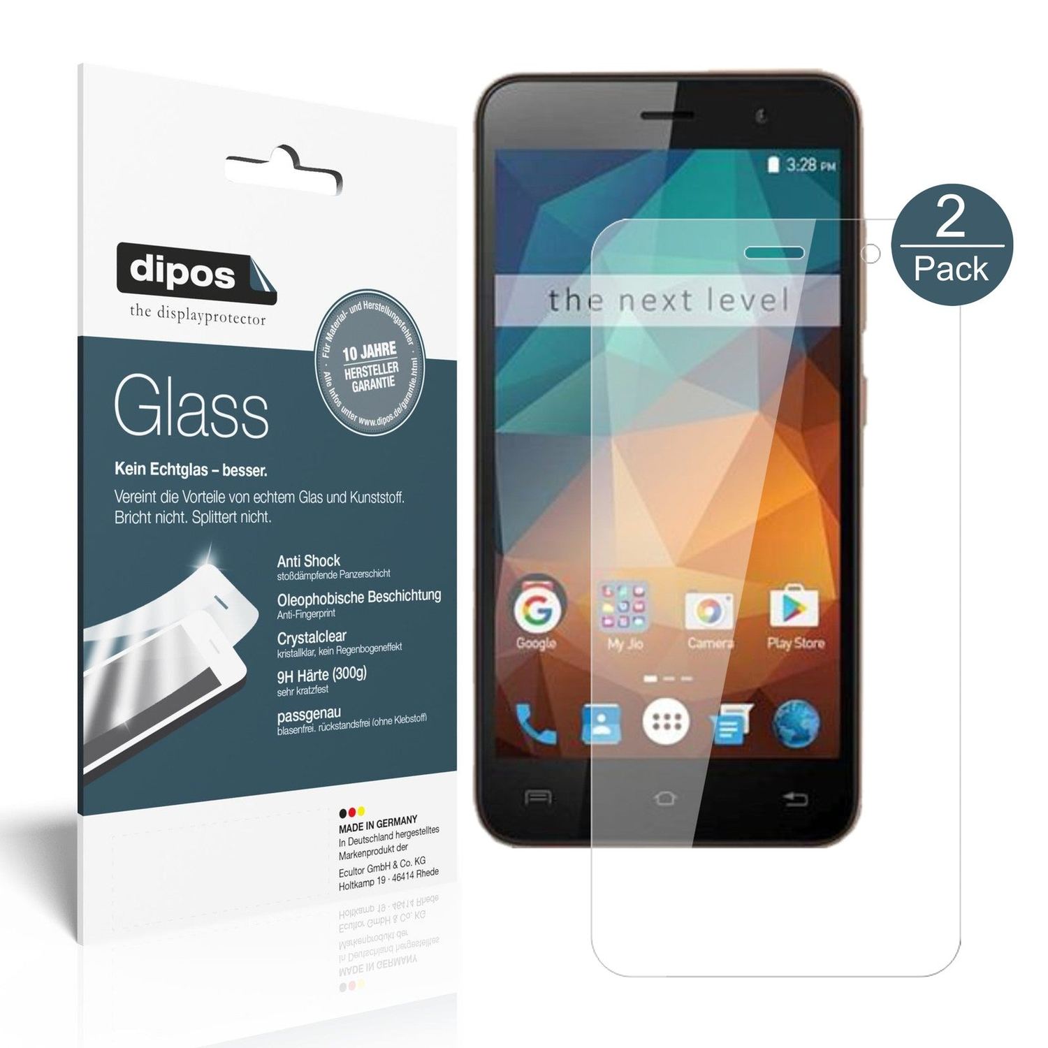 Klare Displayschutzfolie von dipos passend für Xolo Era 2X, 9H kratzfest und blasenfrei montiert