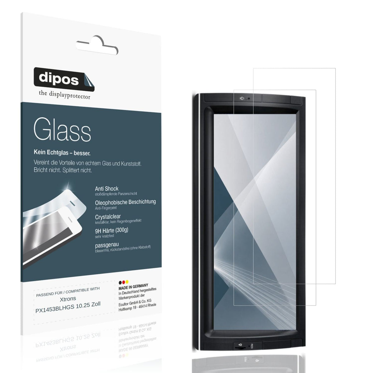 Klare Displayschutzfolie von dipos passend für Xtrons PX1453BLHGS 10.25 Zoll, 9H kratzfest und blasenfrei montiert