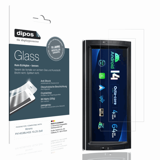 Klare Displayschutzfolie von dipos passend für Xtrons PX1453BLHGS 10.25 Zoll, 9H kratzfest und blasenfrei montiert