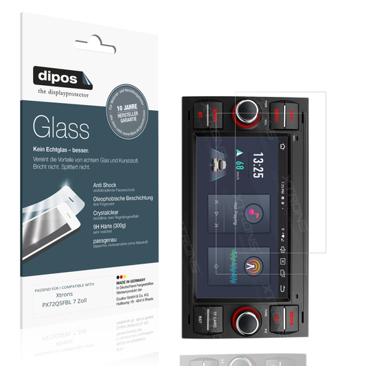 Klare Displayschutzfolie von dipos passend für Xtrons PX72QSFBL 7 Zoll, 9H kratzfest und blasenfrei montiert