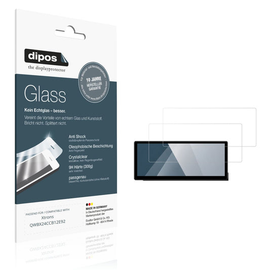 Klare Displayschutzfolie von dipos passend für Xtrons QWBX24CCB12E92, 9H kratzfest und blasenfrei montiert