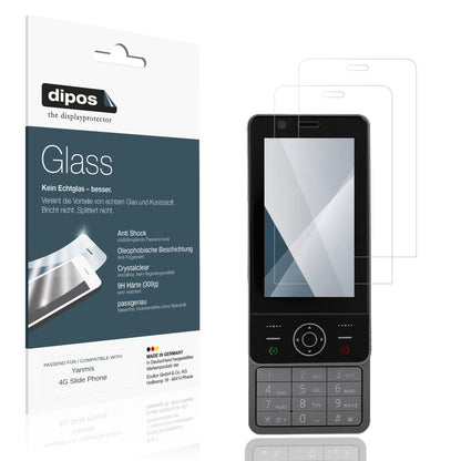 Klare Displayschutzfolie von dipos passend für Yanmis 4G Slide Phone, 9H kratzfest und blasenfrei montiert