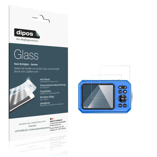 Klare Displayschutzfolie von dipos passend für Yixinxin UP019BU01 Unterwasserkamera, 9H kratzfest und blasenfrei montiert