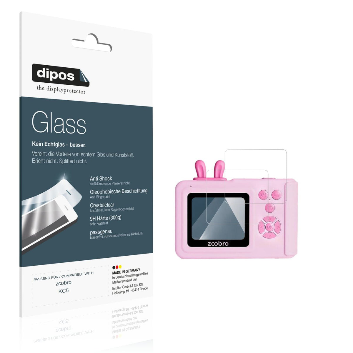 Klare Displayschutzfolie von dipos passend für zcobro KC5, 9H kratzfest und blasenfrei montiert