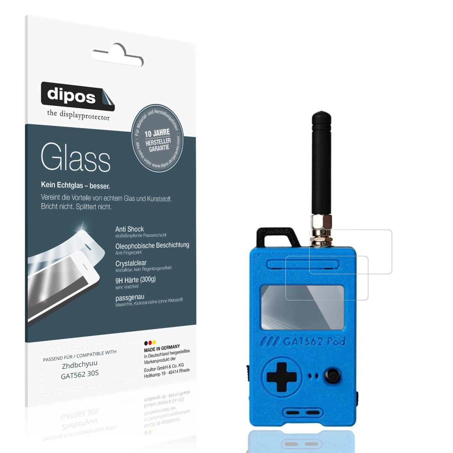 Klare Displayschutzfolie von dipos passend für Zhdbchyuu GAT562 30S, 9H kratzfest und blasenfrei montiert