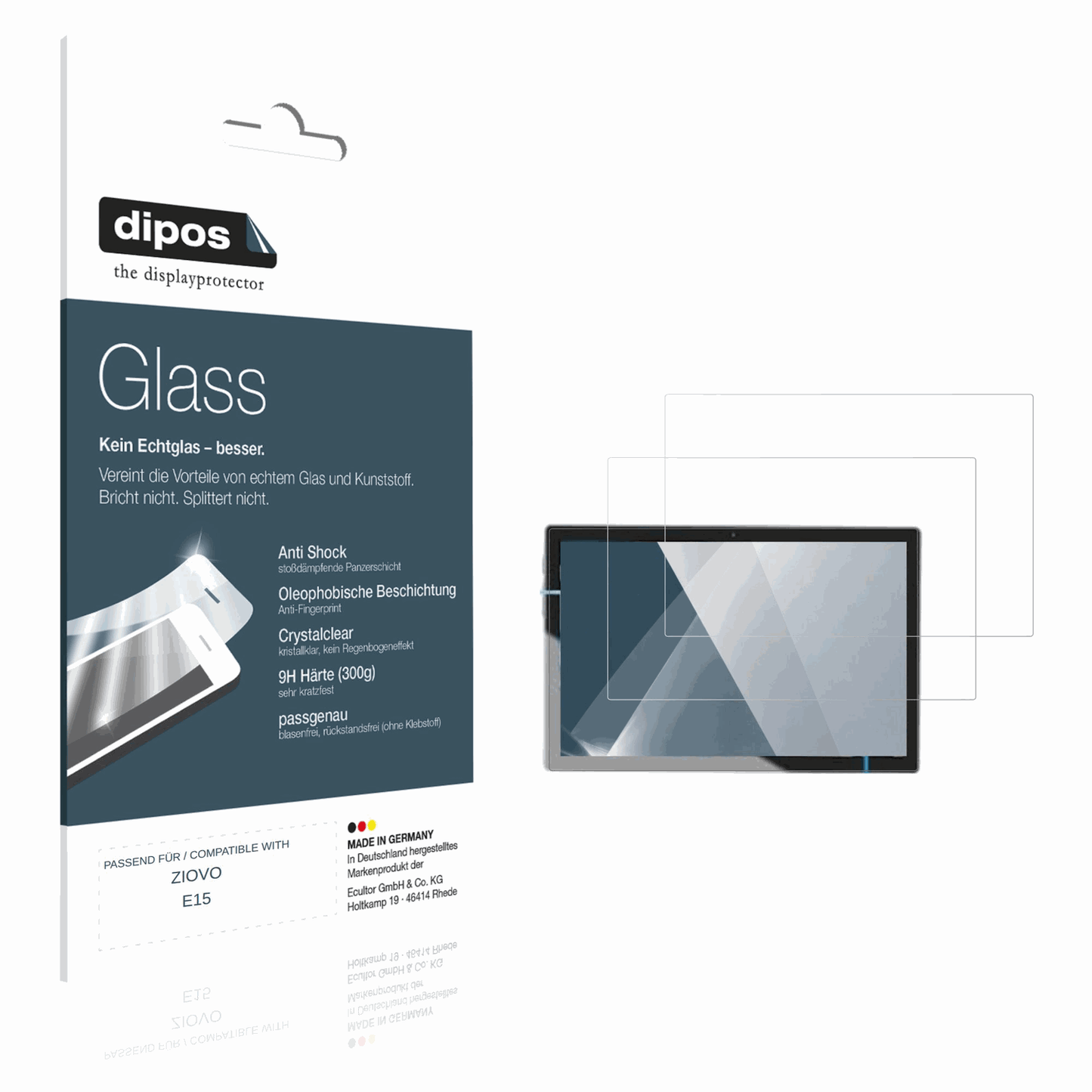Klare Displayschutzfolie von dipos passend für ZIOVO E15, 9H kratzfest und blasenfrei montiert