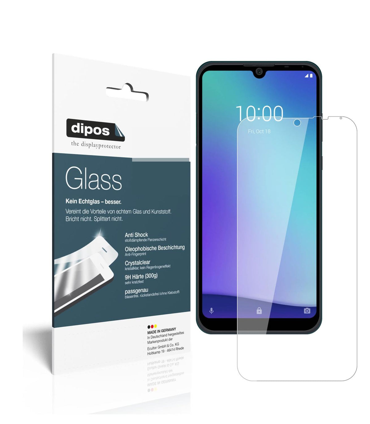 Klare Displayschutzfolie von dipos passend für ZTE Blade A5 (2020), 9H kratzfest und blasenfrei montiert