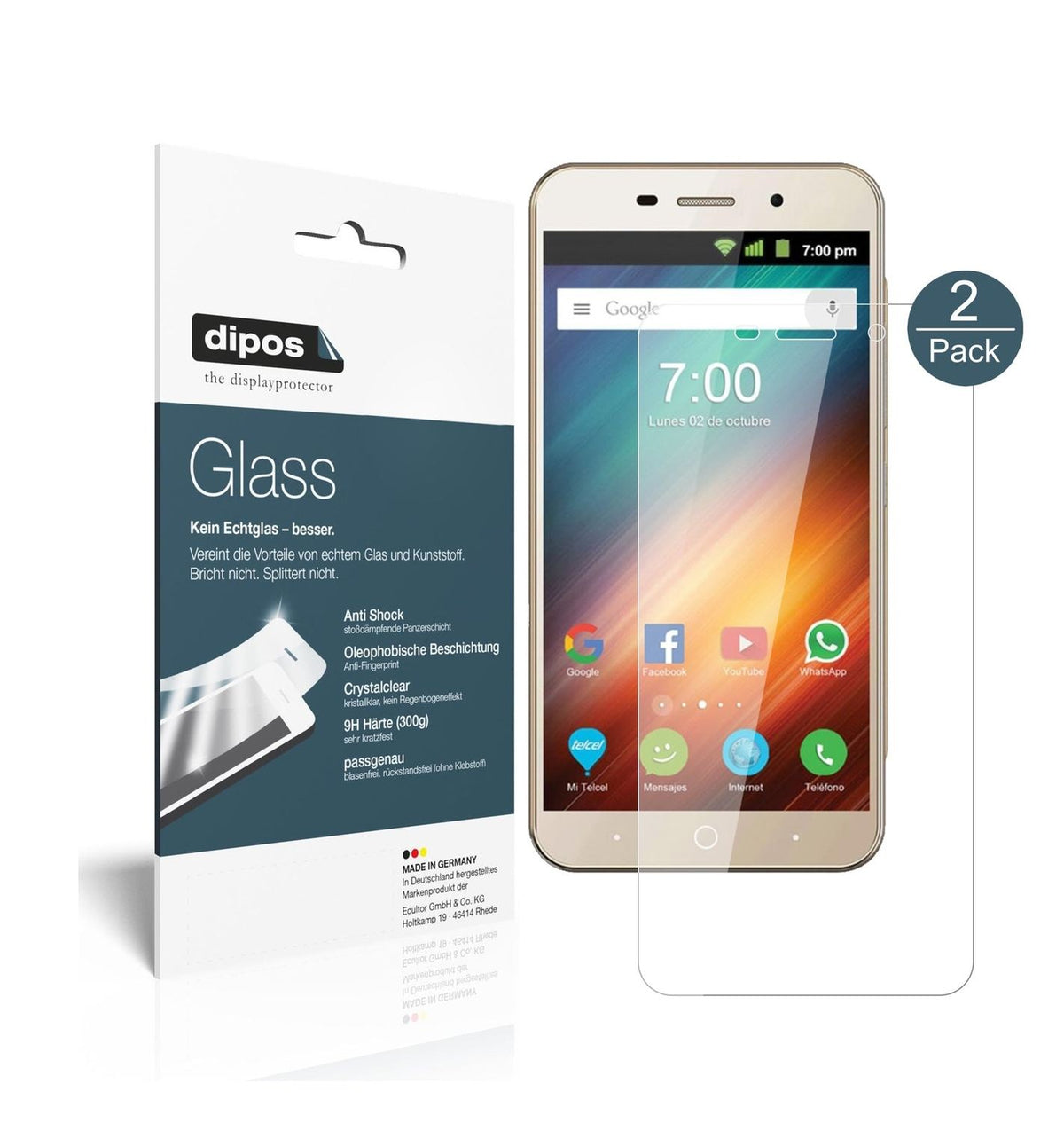 Klare Displayschutzfolie von dipos passend für ZTE Blade A602, 9H kratzfest und blasenfrei montiert
