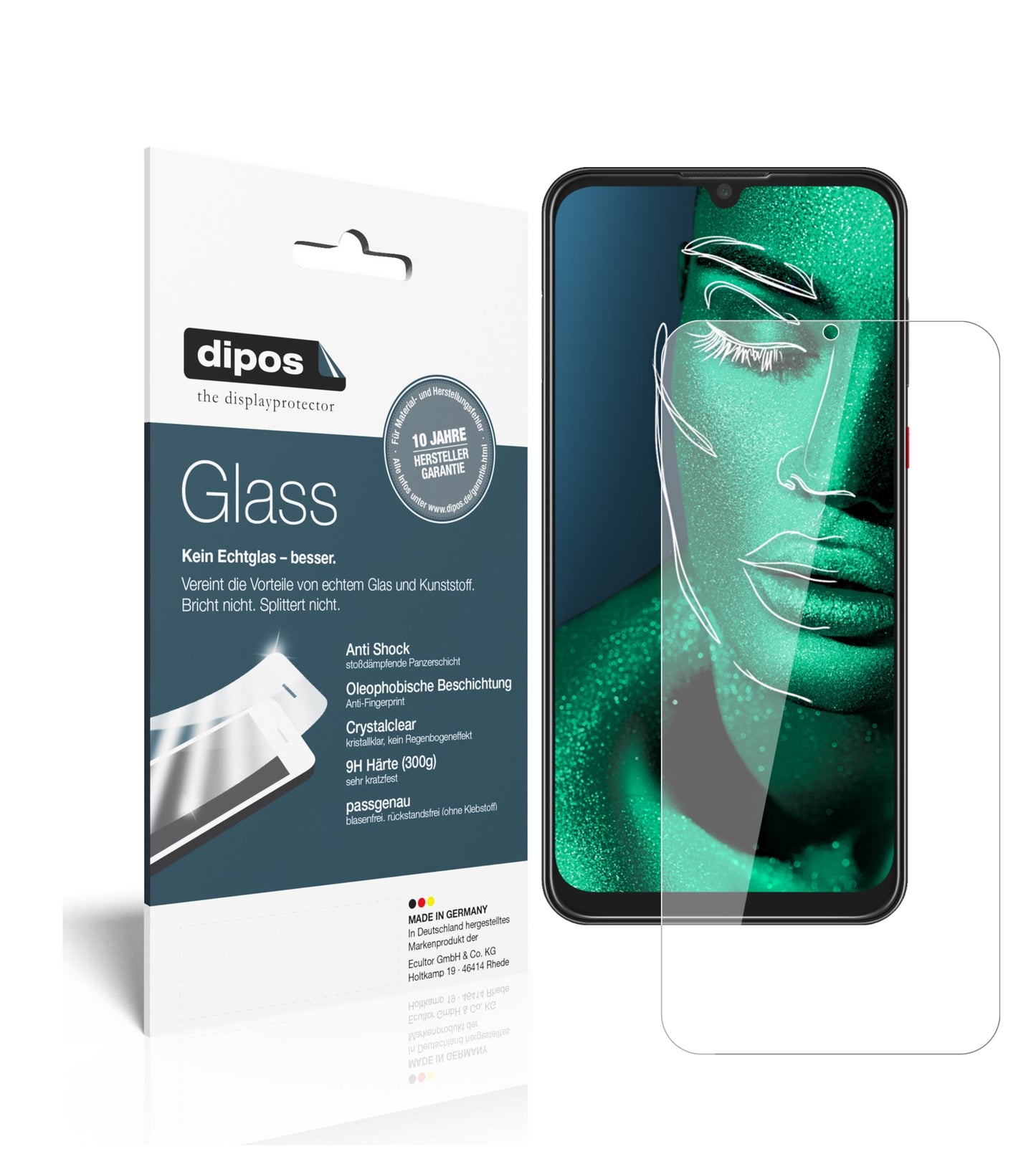 Klare Displayschutzfolie von dipos passend für ZTE Blade V10, 9H kratzfest und blasenfrei montiert