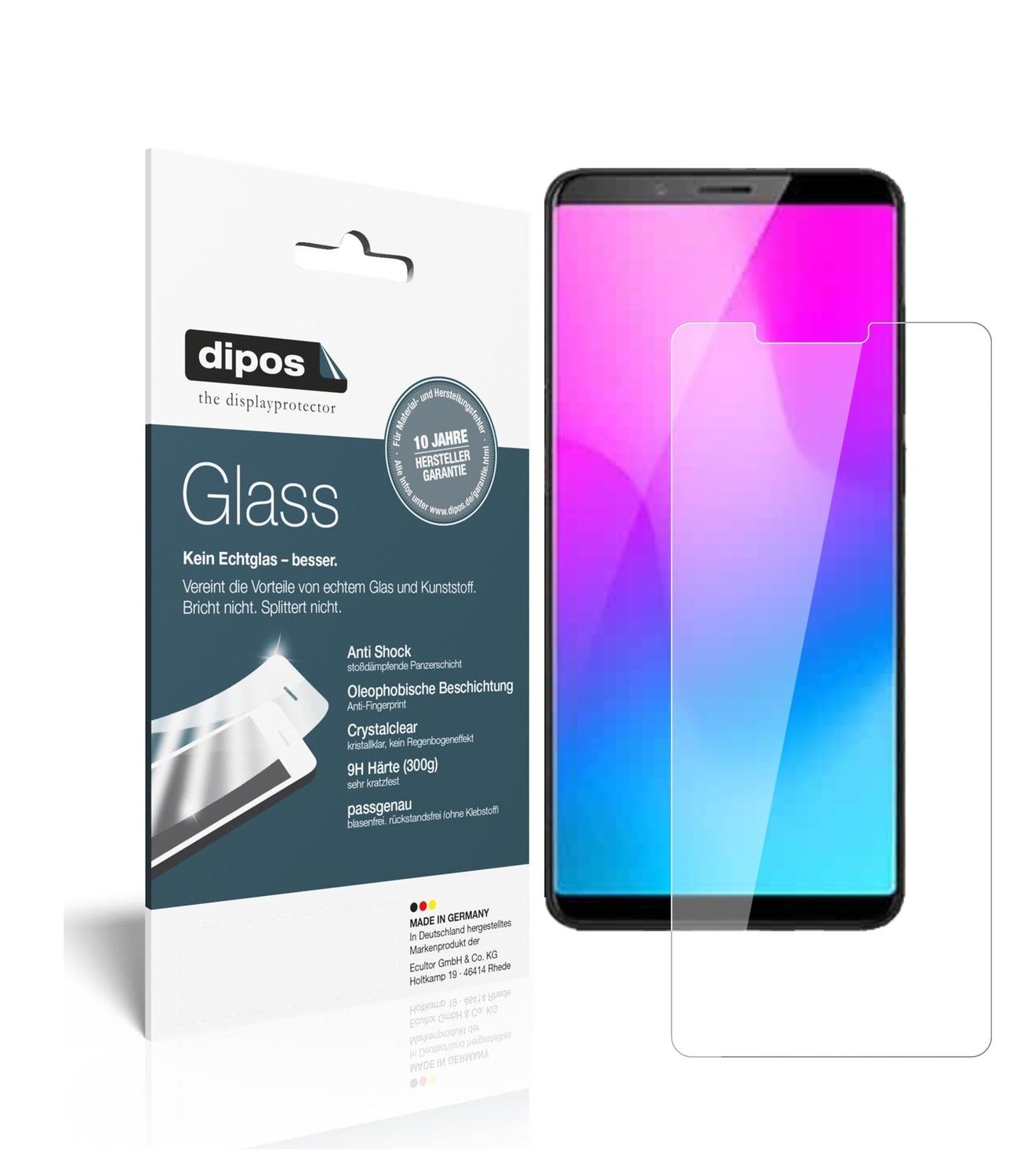 Klare Displayschutzfolie von dipos passend für ZTE Nubia M3, 9H kratzfest und blasenfrei montiert