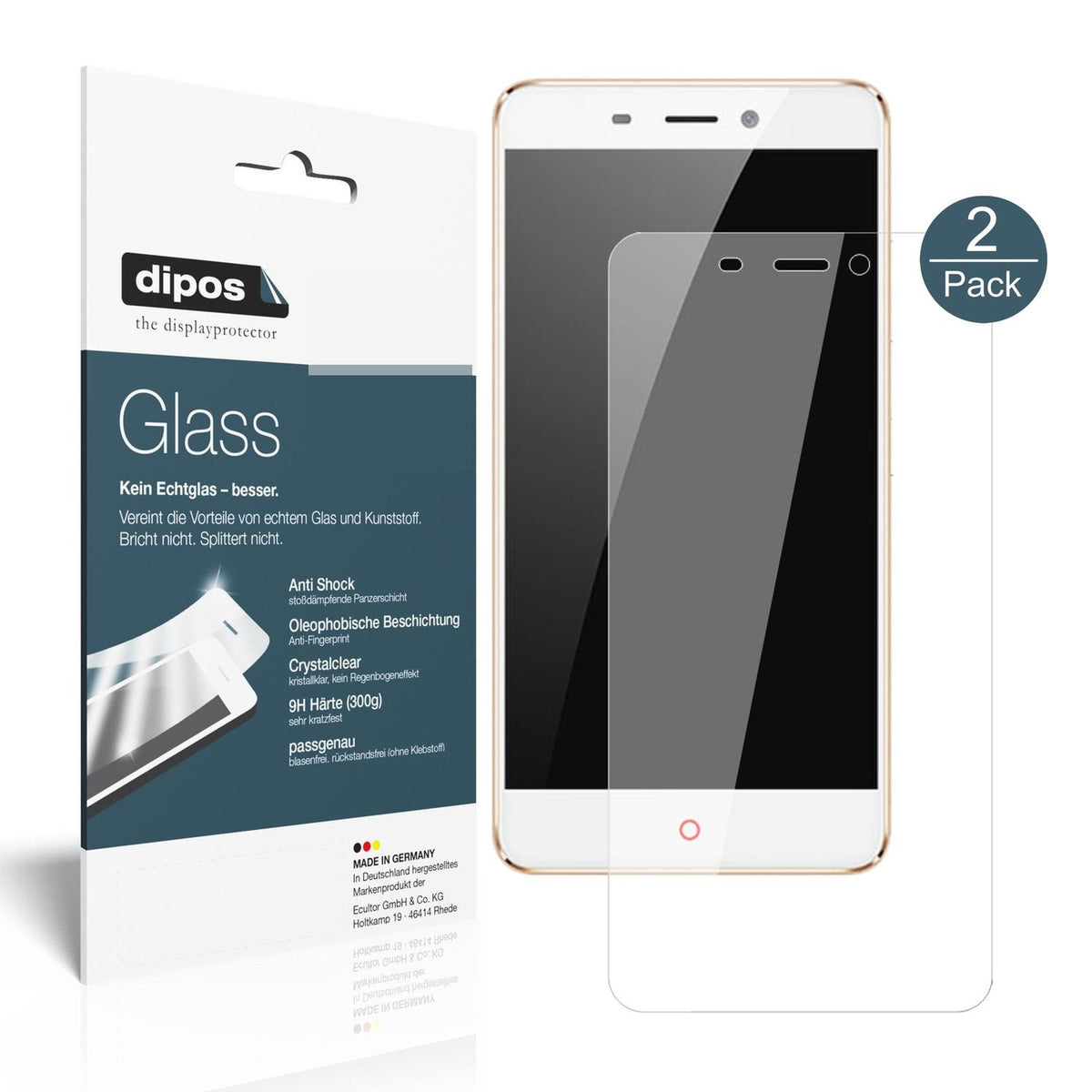 Klare Displayschutzfolie von dipos passend für ZTE Nubia N1, 9H kratzfest und blasenfrei montiert