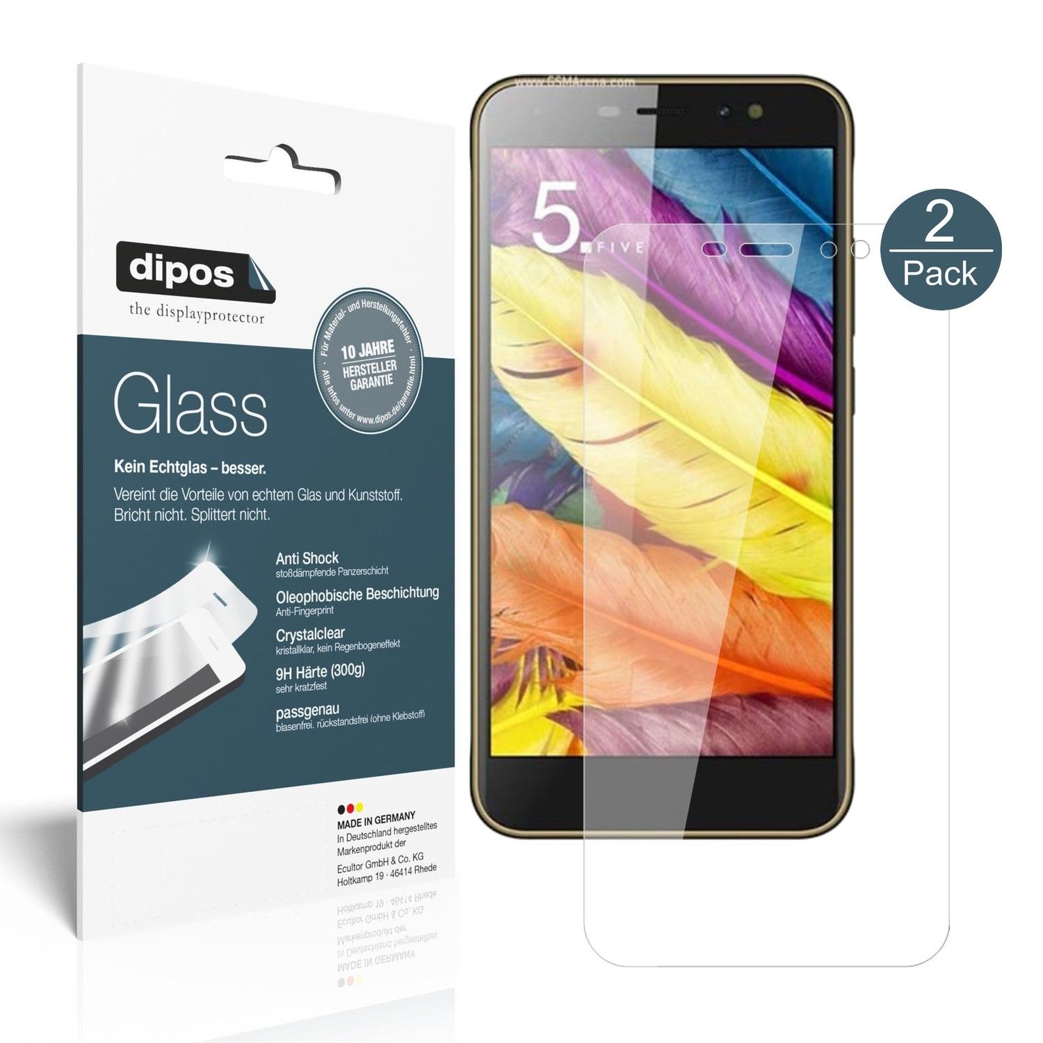 Klare Displayschutzfolie von dipos passend für ZTE Nubia N1 Lite, 9H kratzfest und blasenfrei montiert