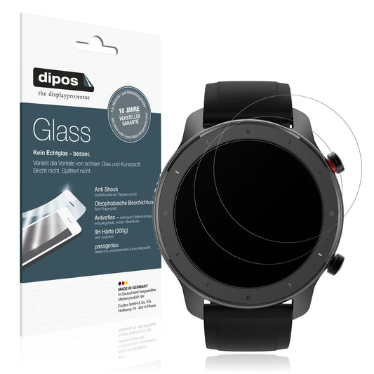 Matte Displayschutzfolie von dipos passend für 47mm Durchmesser Uhr, 9H kratzfest und blasenfrei montiert