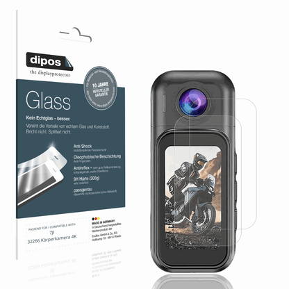 Matte Displayschutzfolie von dipos passend für 7JI 32266 Körperkamera 4K, 9H kratzfest und blasenfrei montiert