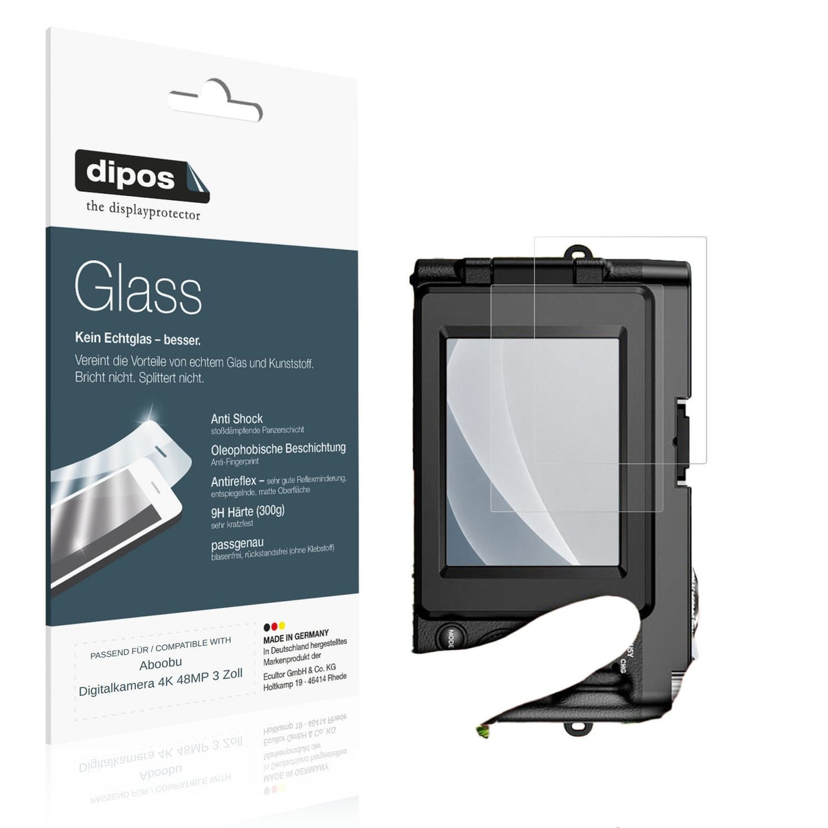 Matte Displayschutzfolie von dipos passend für Aboobu Digitalkamera 4K 48MP 3 Zoll, 9H kratzfest und blasenfrei montiert