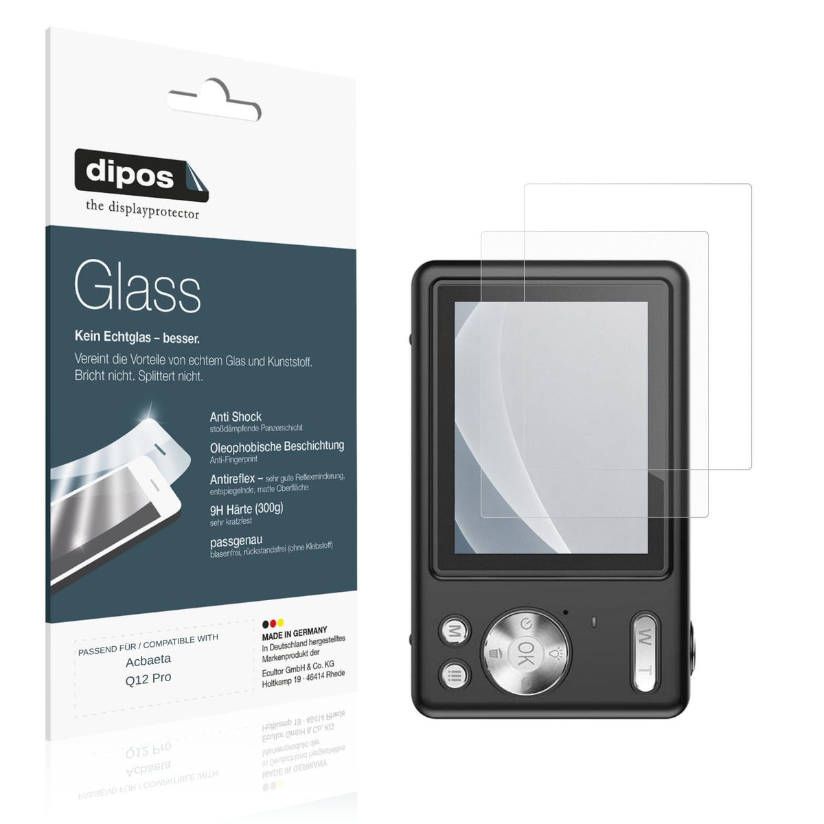 Matte Displayschutzfolie von dipos passend für Acbaeta Q12 Pro, 9H kratzfest und blasenfrei montiert