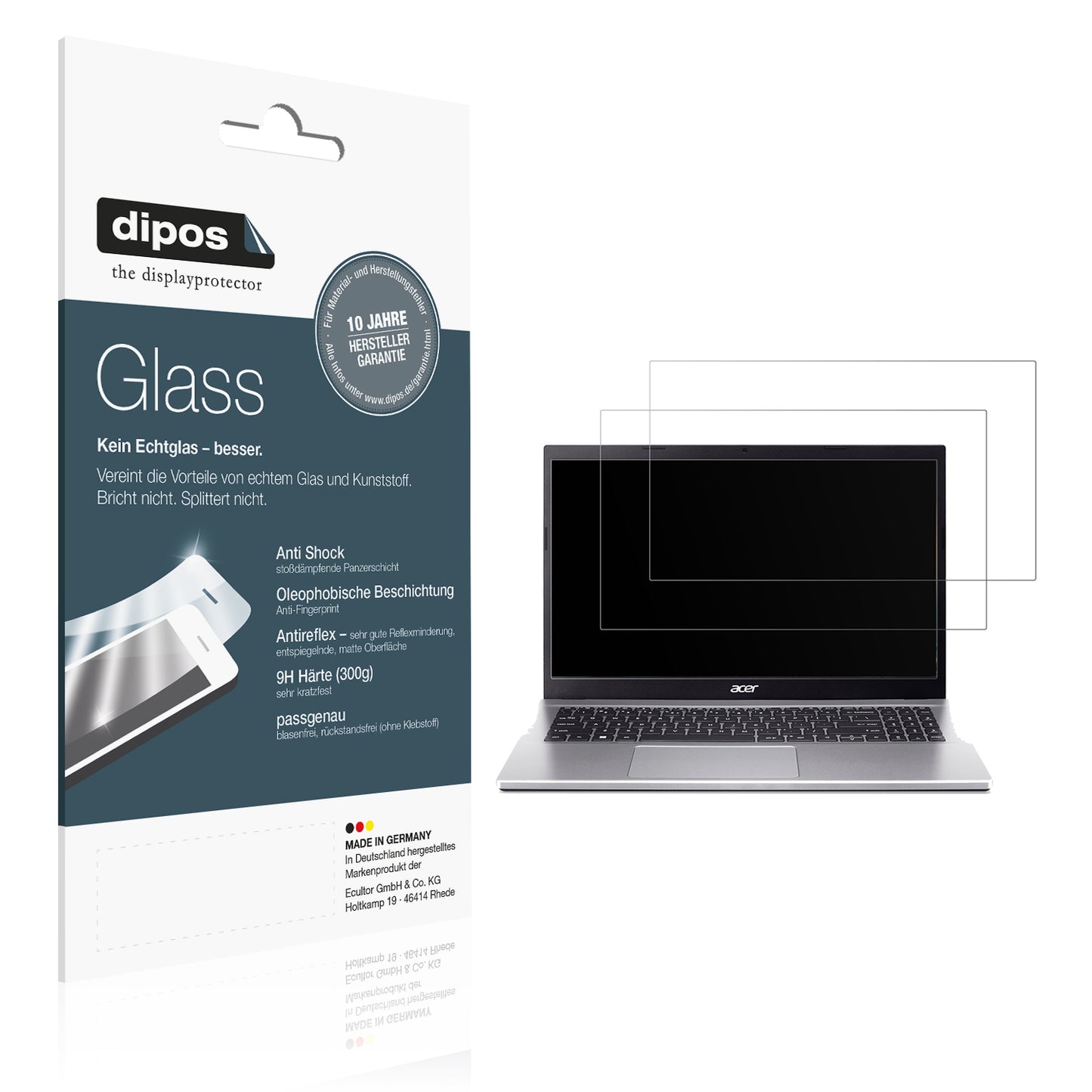 Matte Displayschutzfolie von dipos passend für Acer Aspire 3, 9H kratzfest und blasenfrei montiert