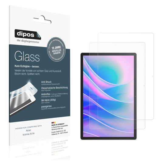 Matte Displayschutzfolie von dipos passend für Acer Iconia A14, 9H kratzfest und blasenfrei montiert