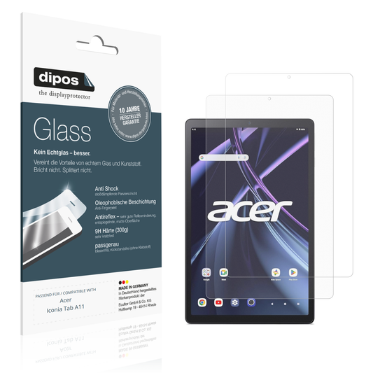 Matte Displayschutzfolie von dipos passend für Acer Iconia Tab A11, 9H kratzfest und blasenfrei montiert