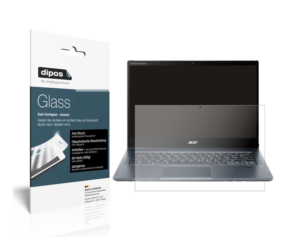 Matte Displayschutzfolie von dipos passend für Acer Spin 7 5G 14 Zoll, 9H kratzfest und blasenfrei montiert