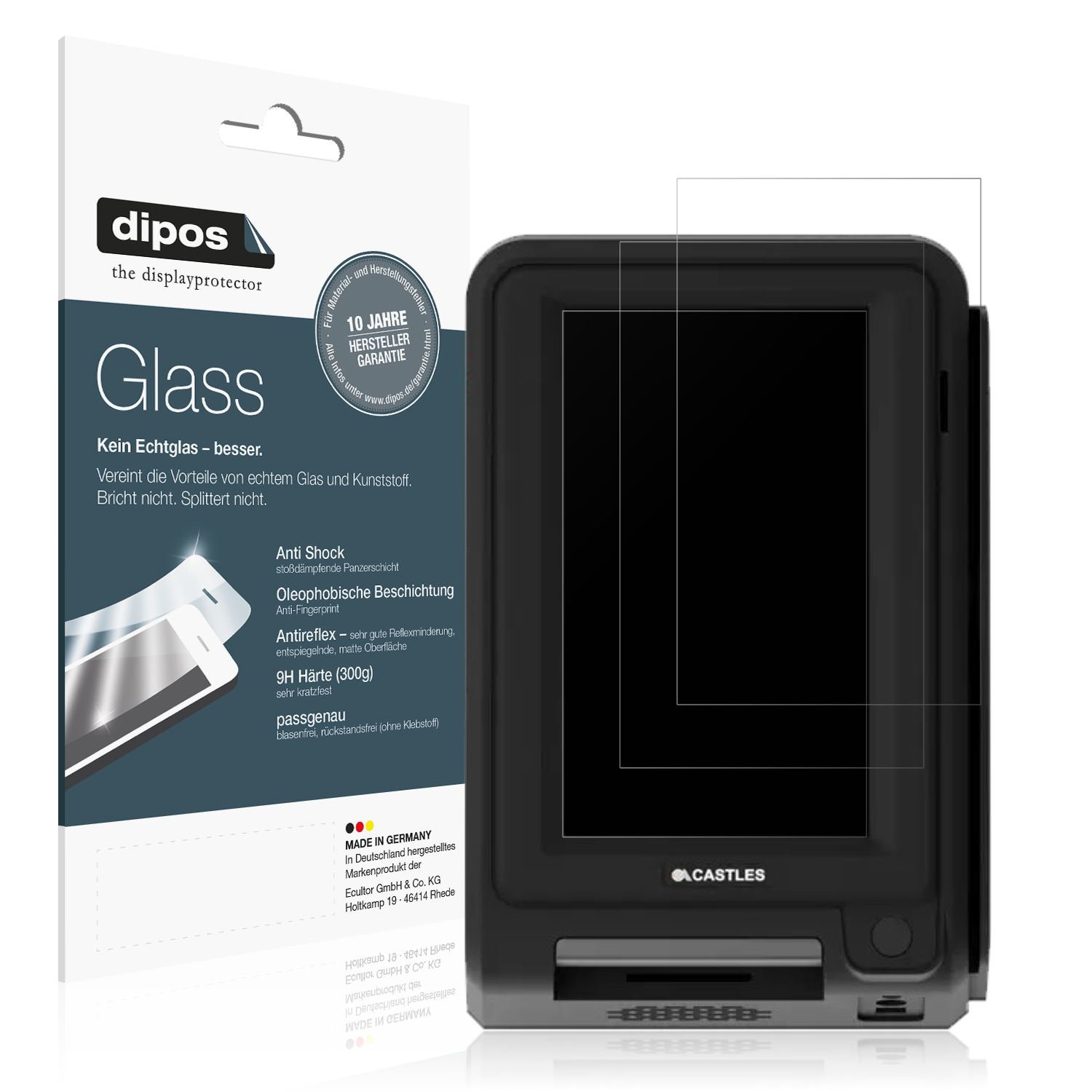 Matte Displayschutzfolie von dipos passend für Adyen S1U2, 9H kratzfest und blasenfrei montiert