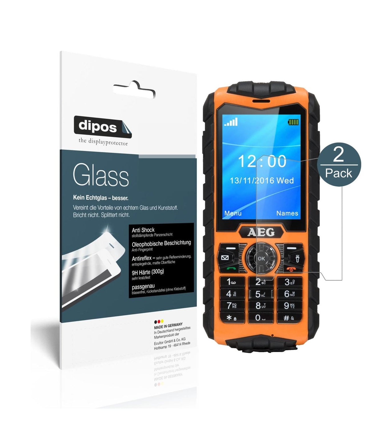 Matte Displayschutzfolie von dipos passend für AEG M550, 9H kratzfest und blasenfrei montiert