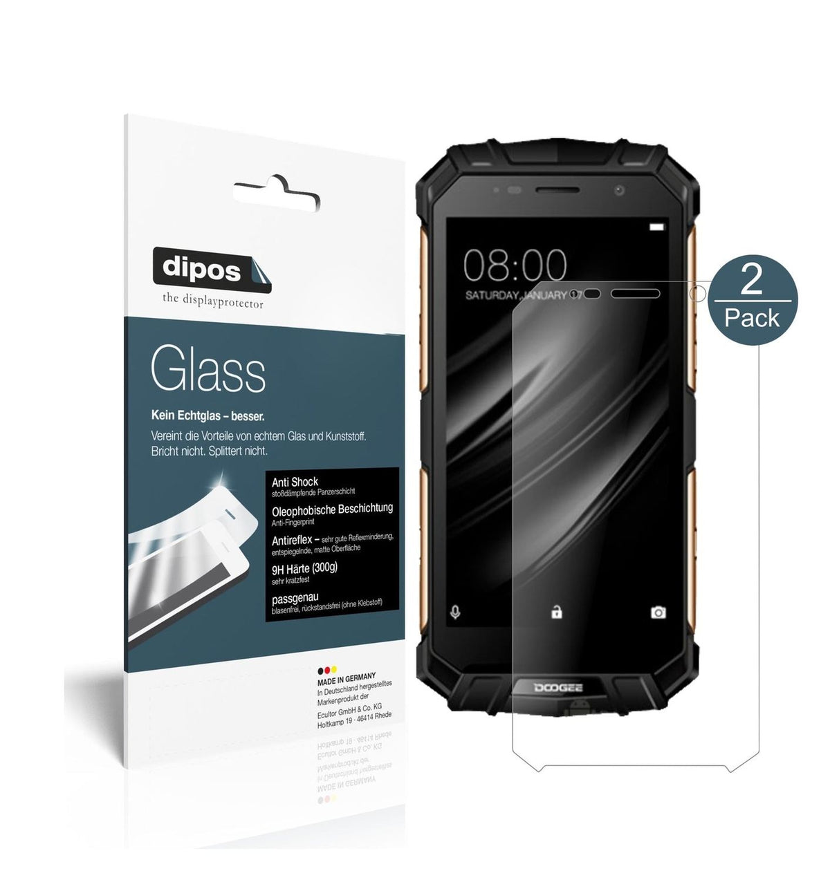 Matte Displayschutzfolie von dipos passend für Aermoo M1, 9H kratzfest und blasenfrei montiert
