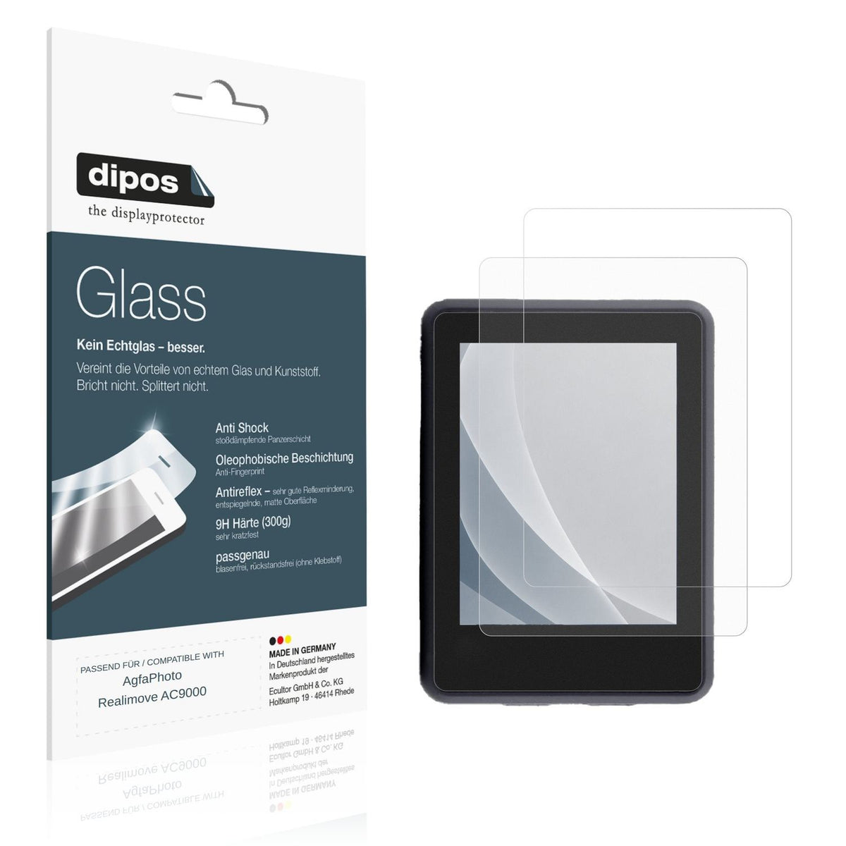 Matte Displayschutzfolie von dipos passend für AgfaPhoto Realimove AC9000, 9H kratzfest und blasenfrei montiert
