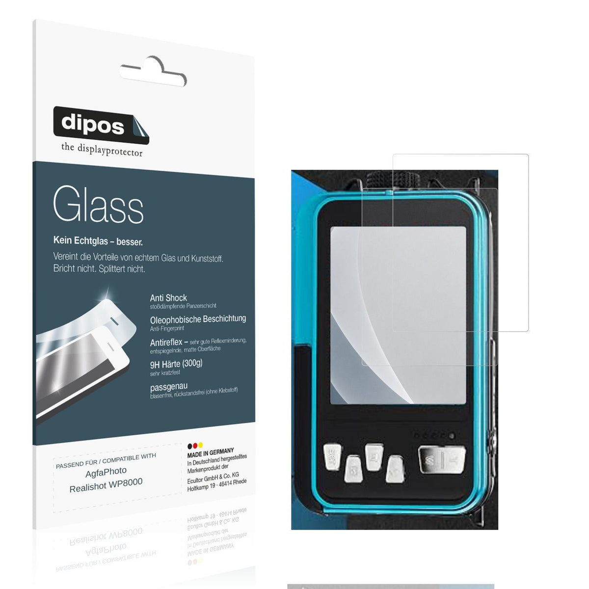 Matte Displayschutzfolie von dipos passend für AgfaPhoto Realishot WP8000, 9H kratzfest und blasenfrei montiert