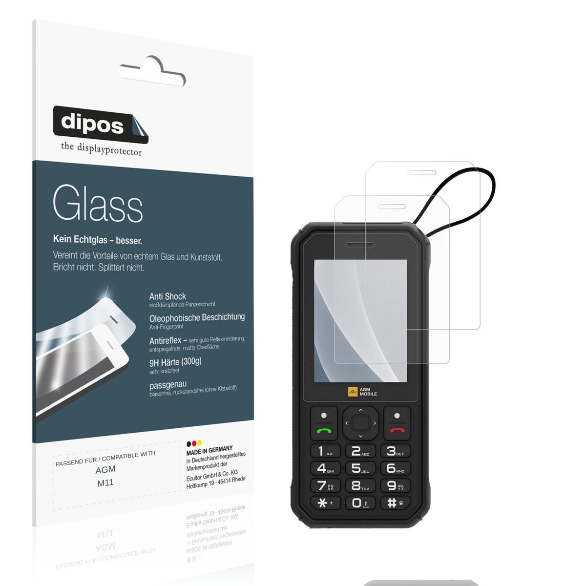 Matte Displayschutzfolie von dipos passend für AGM M11, 9H kratzfest und blasenfrei montiert