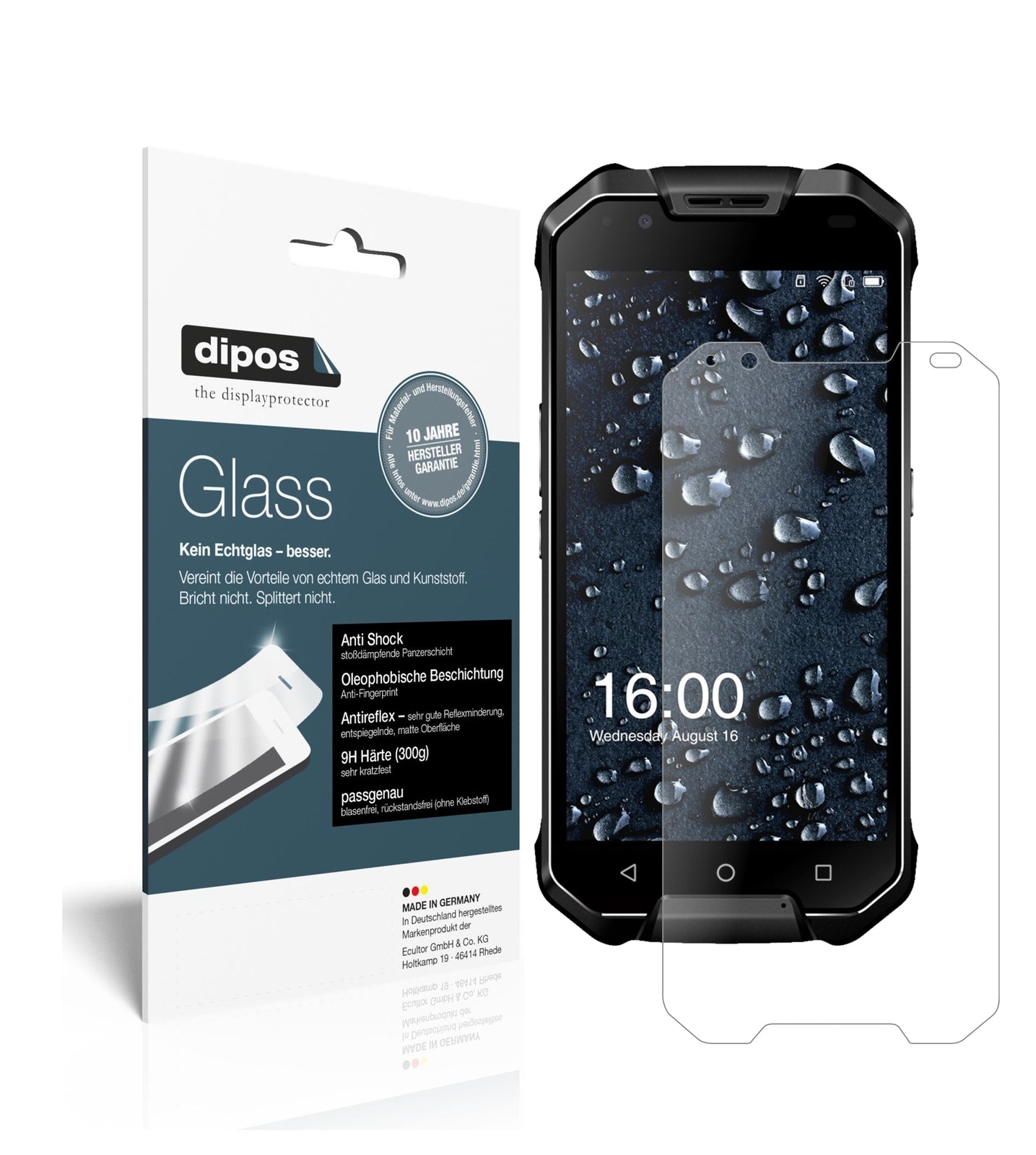 Matte Displayschutzfolie von dipos passend für AGM X2, 9H kratzfest und blasenfrei montiert