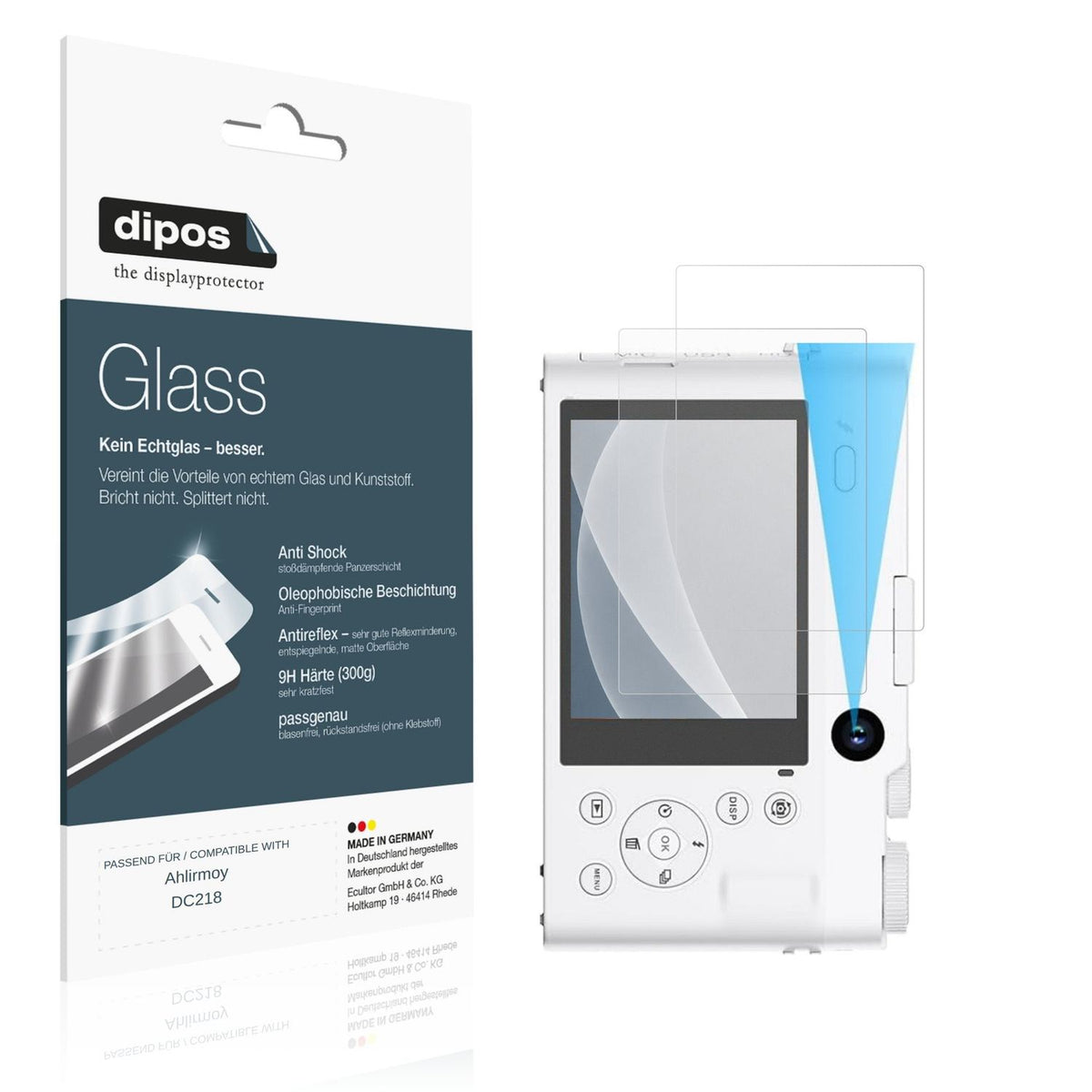 Matte Displayschutzfolie von dipos passend für Ahlirmoy DC218, 9H kratzfest und blasenfrei montiert