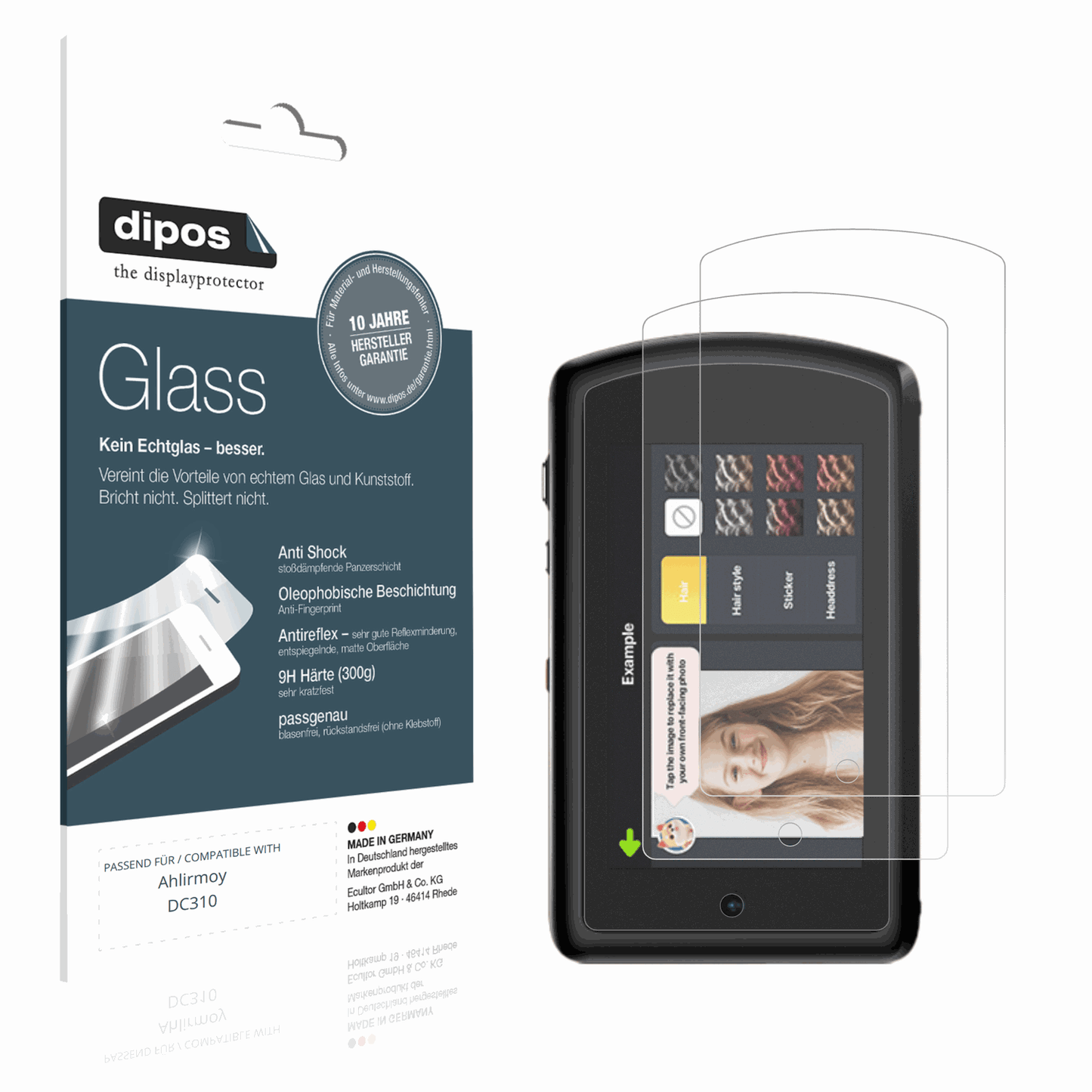 Matte Displayschutzfolie von dipos passend für Ahlirmoy DC310, 9H kratzfest und blasenfrei montiert