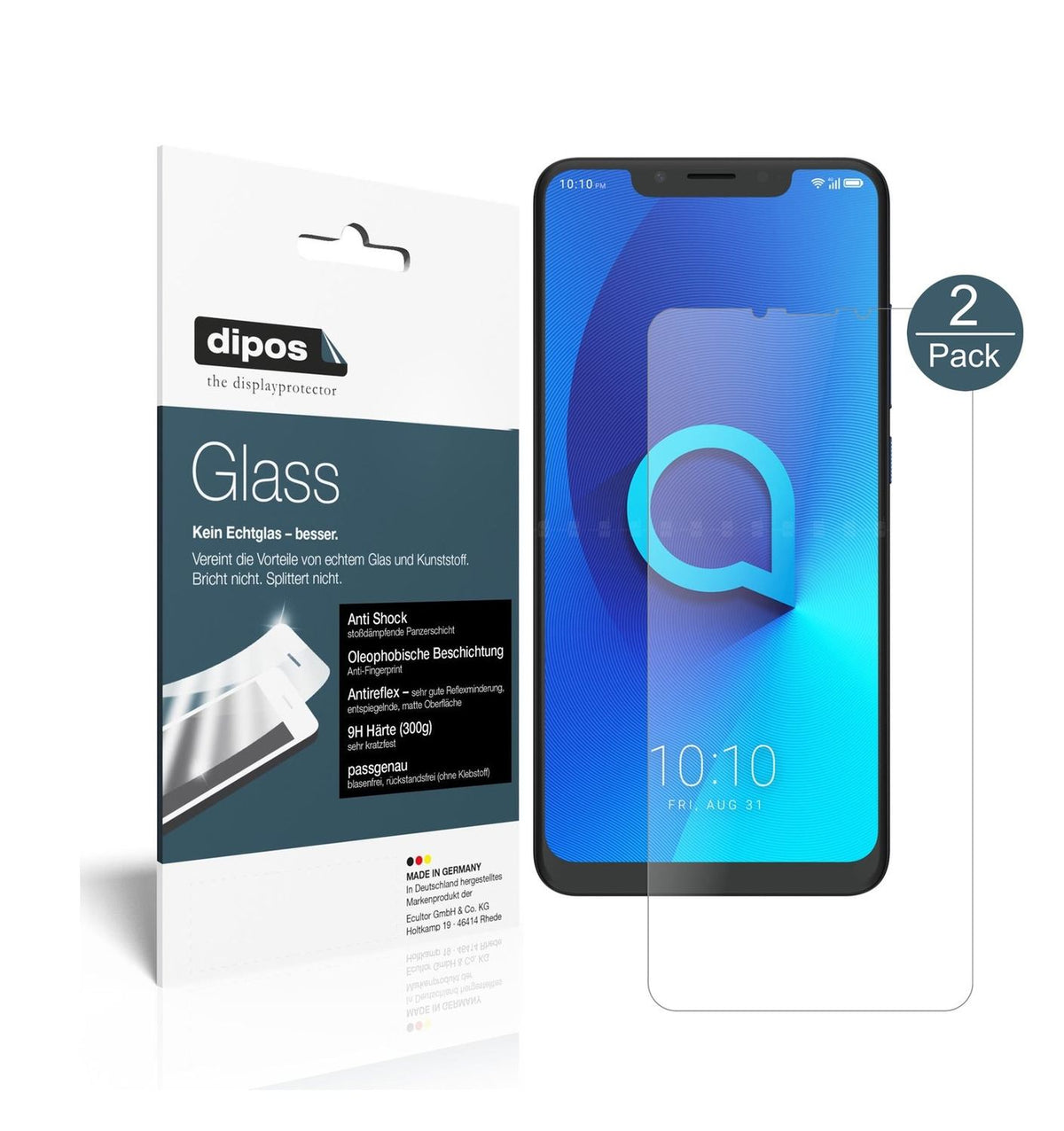 Matte Displayschutzfolie von dipos passend für Alcatel 5V, 9H kratzfest und blasenfrei montiert