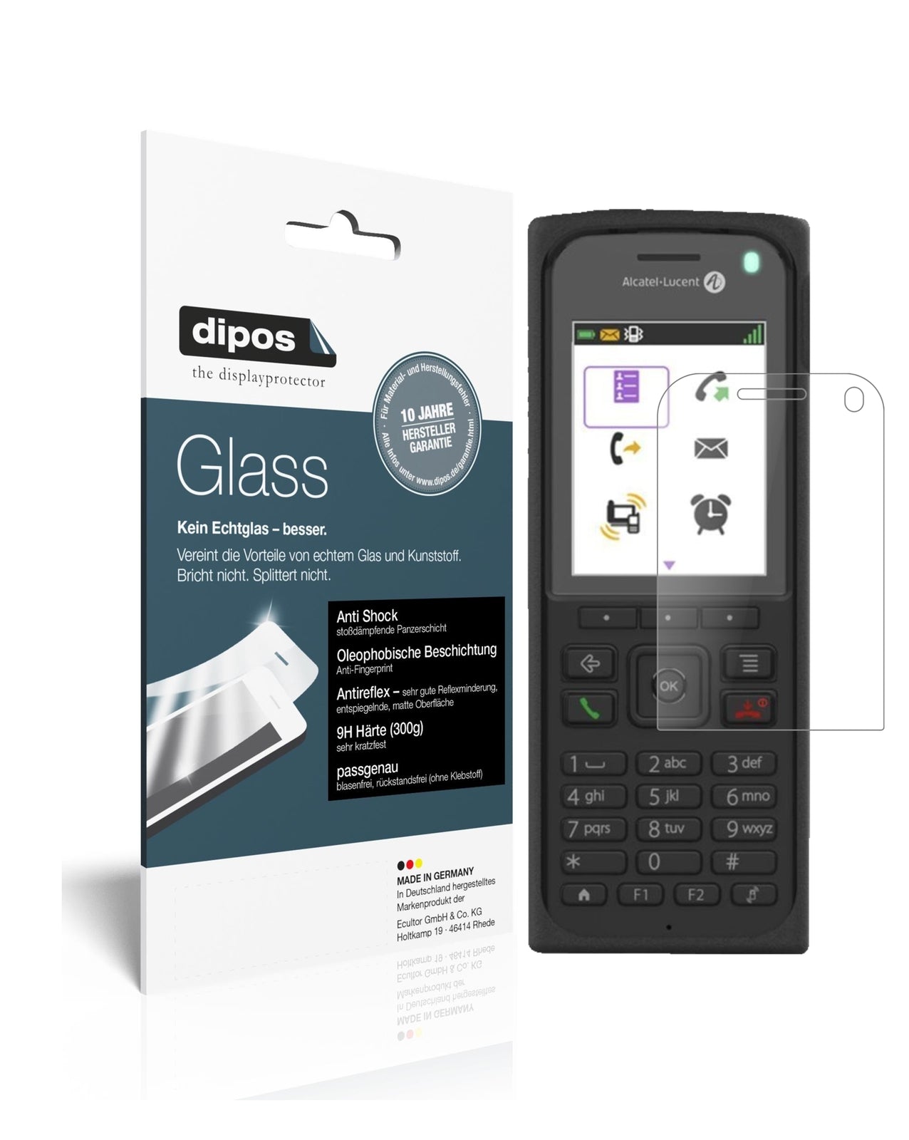 Matte Displayschutzfolie von dipos passend für Alcatel 8262, 9H kratzfest und blasenfrei montiert