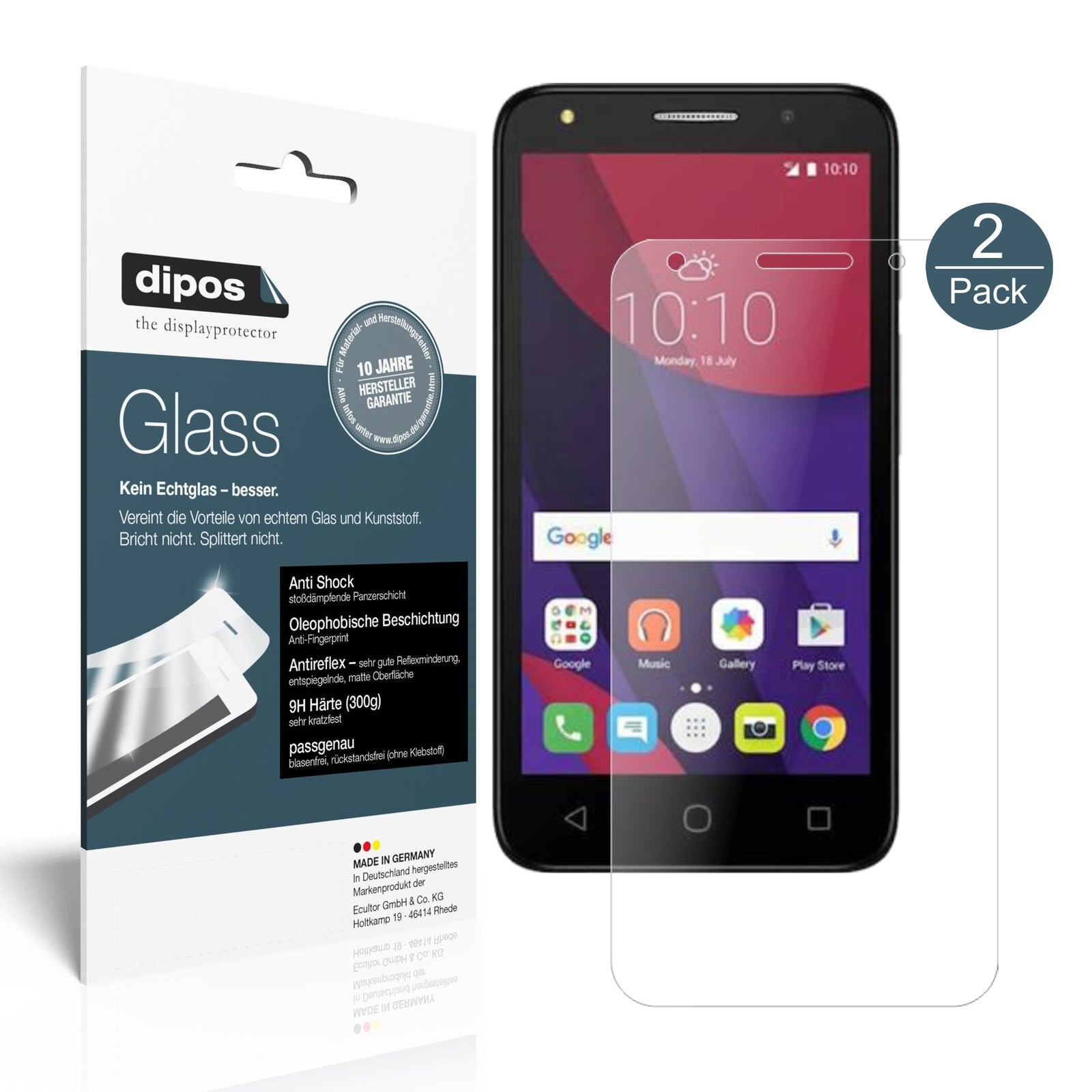 Matte Displayschutzfolie von dipos passend für Alcatel Pixi 4, 9H kratzfest und blasenfrei montiert
