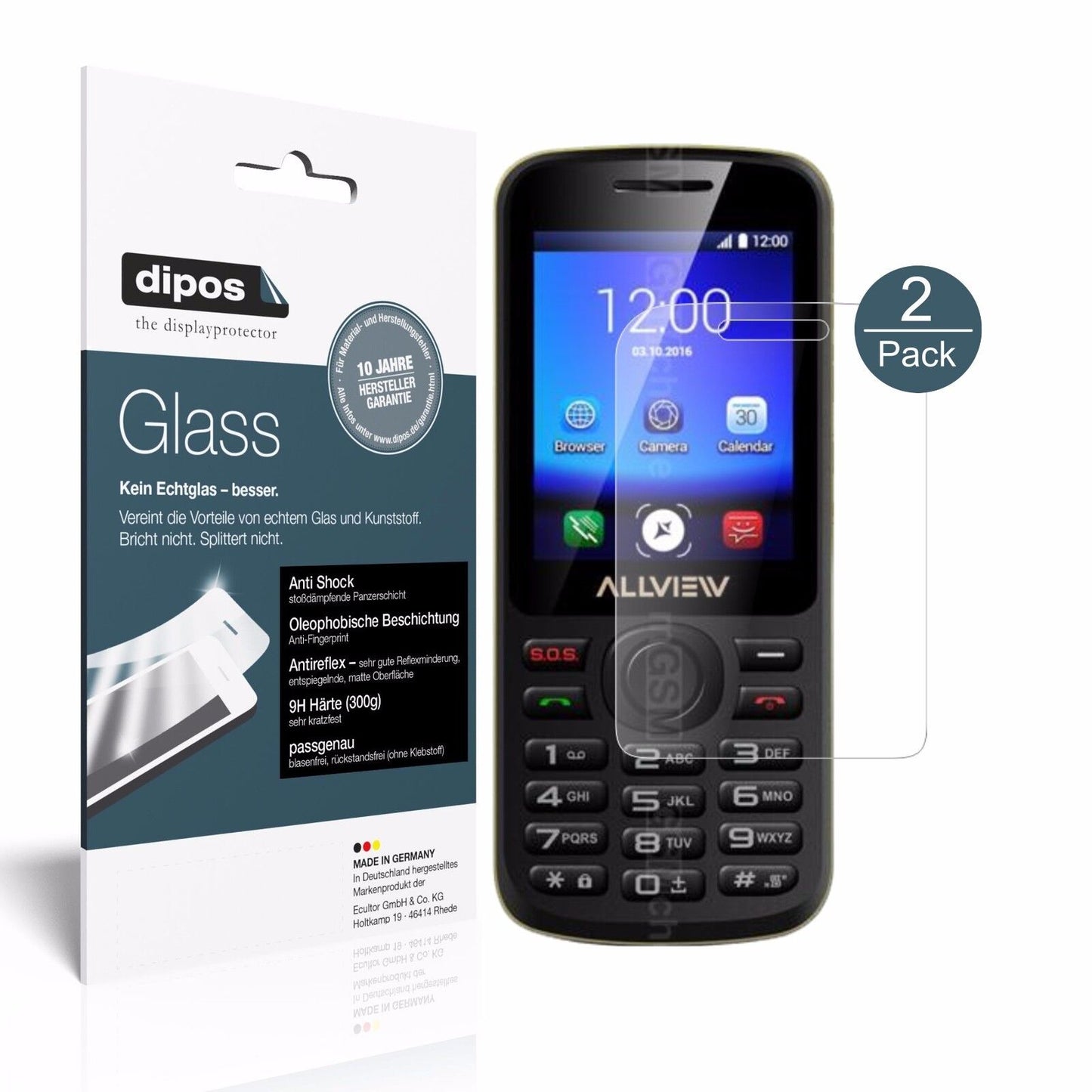 Matte Displayschutzfolie von dipos passend für Allview M9 Connect, 9H kratzfest und blasenfrei montiert