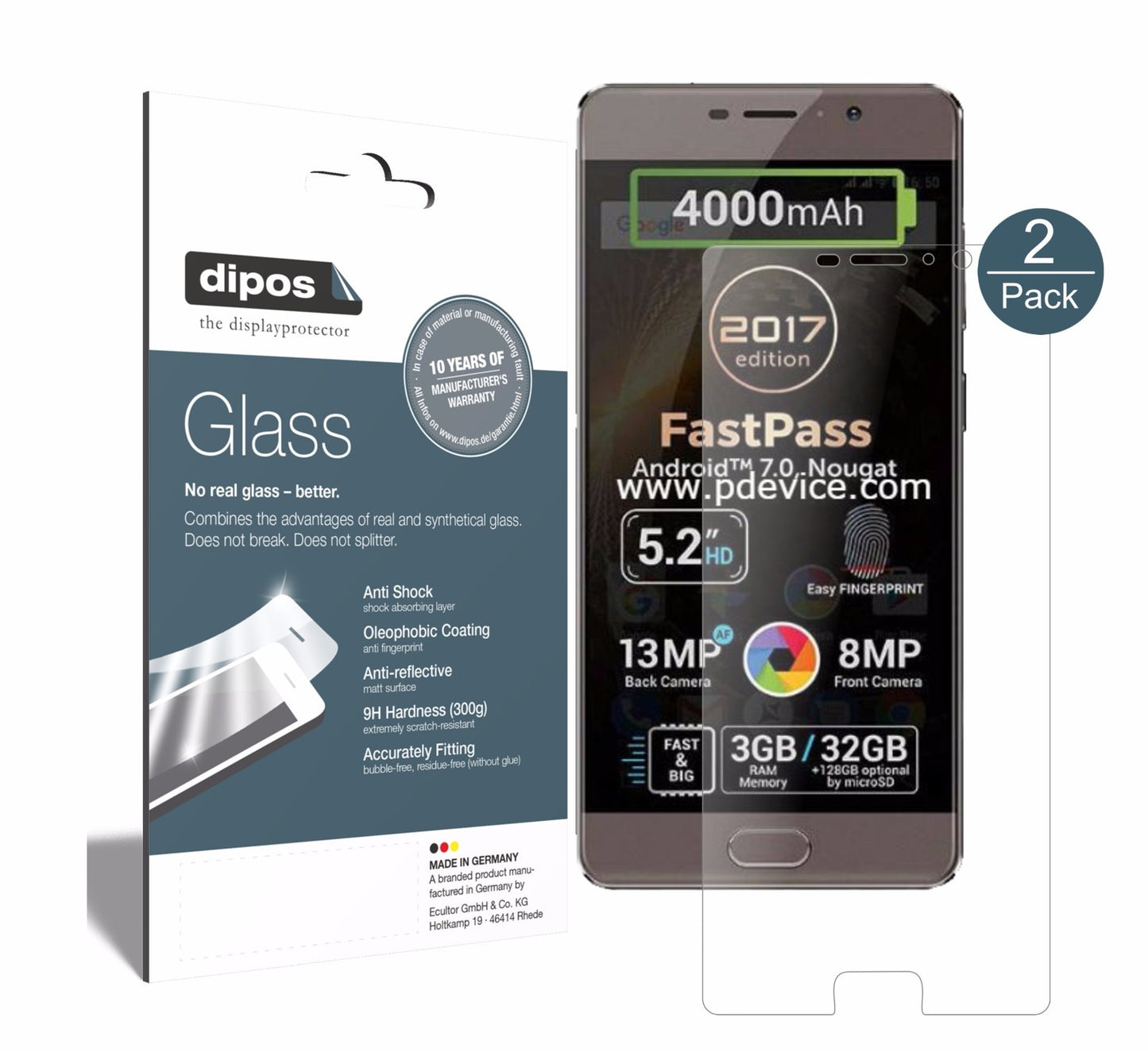 Matte Displayschutzfolie von dipos passend für Allview P9 Energy Lite 2017, 9H kratzfest und blasenfrei montiert