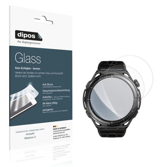Matte Displayschutzfolie von dipos passend für Amazfit Balance 3, 9H kratzfest und blasenfrei montiert