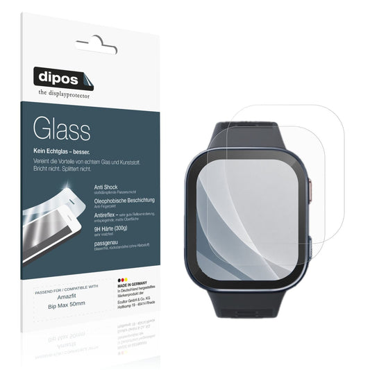 Matte Displayschutzfolie von dipos passend für Amazfit Bip Max 50mm, 9H kratzfest und blasenfrei montiert